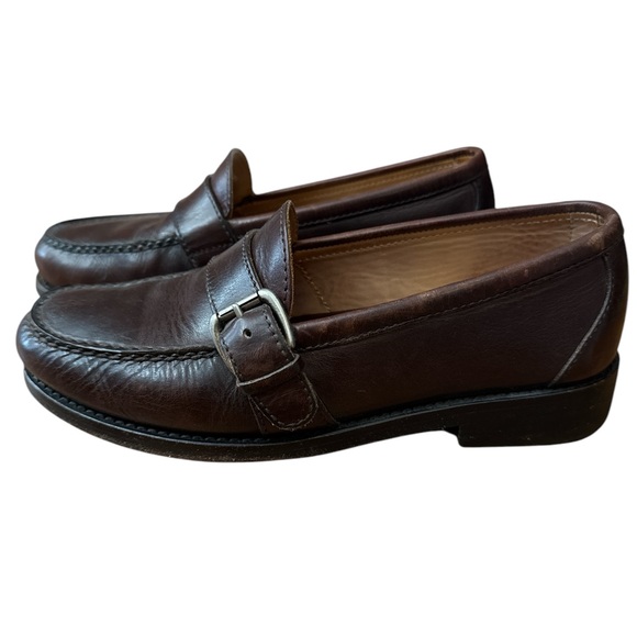 Vintage Polo Ralph Lauren Loafers Buckle Mens Size 7 EE‎ Brown Leather Casual - Picture 1 of 10